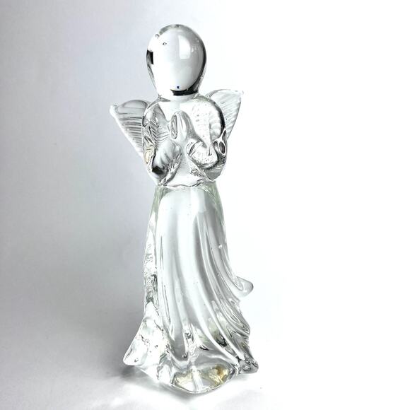 VTG Clear Glass Praying Angel Figurine Handblown Spiritual Elegant 7.25" tall - Picture 2 of 8